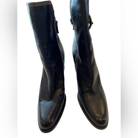 Coach Women’s Nancie Soft Calf Black Pebbled Leather Heeled Bootie Italy Size 6 - Picture 4 of 15